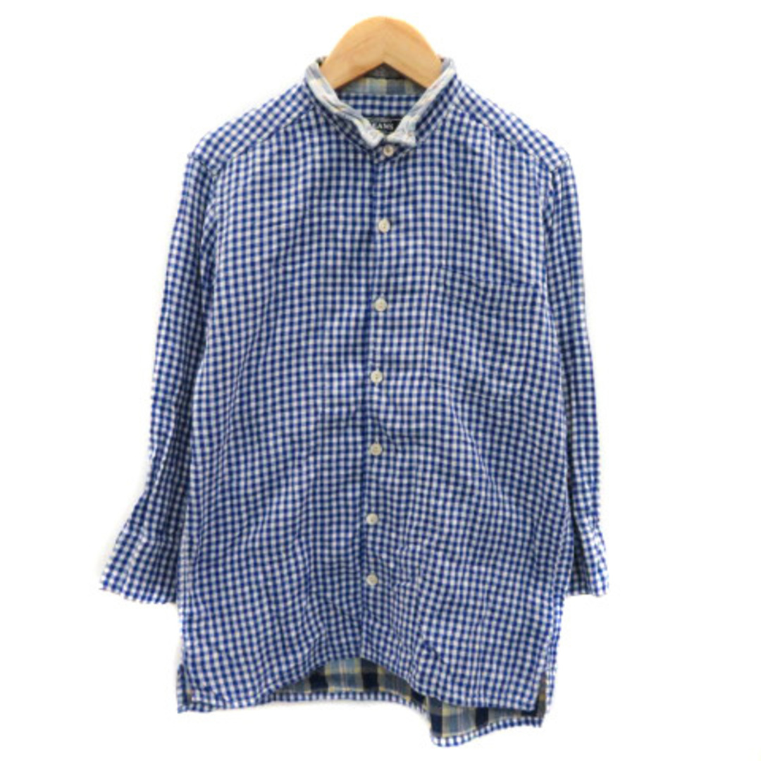 BEAMS(ビームス)のビームス カジュアルシャツ 七分袖 ギンガムチェック柄 S 青 ブルー メンズのトップス(シャツ)の商品写真