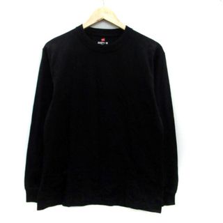 ヘインズ(Hanes)のヘインズ Tシャツ カットソー ラウンドネック 長袖 無地 M 黒 ブラック(Tシャツ/カットソー(七分/長袖))