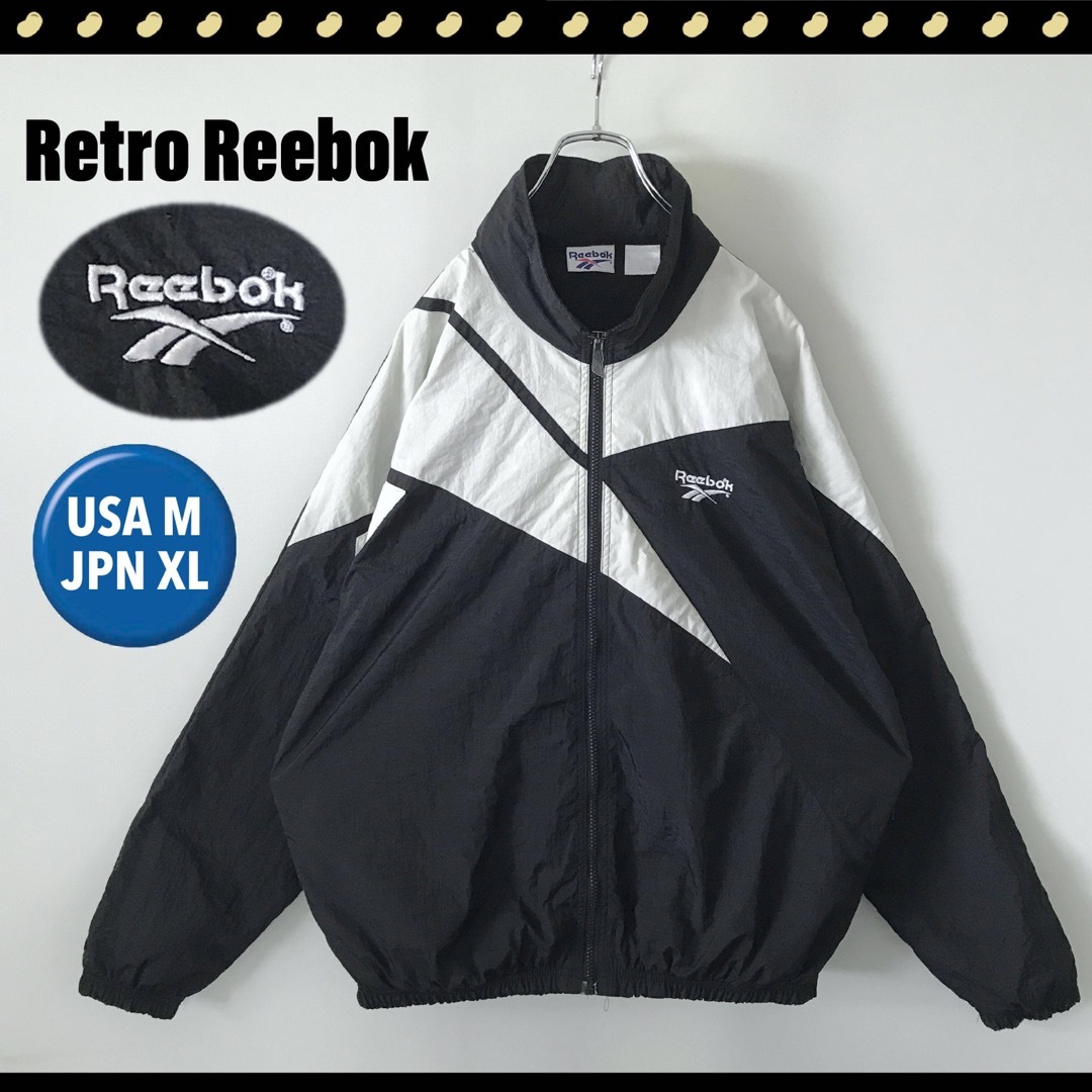 90's Reebok☆レトロ☆ビッグベクター☆ウーブンナイロンジャケット-