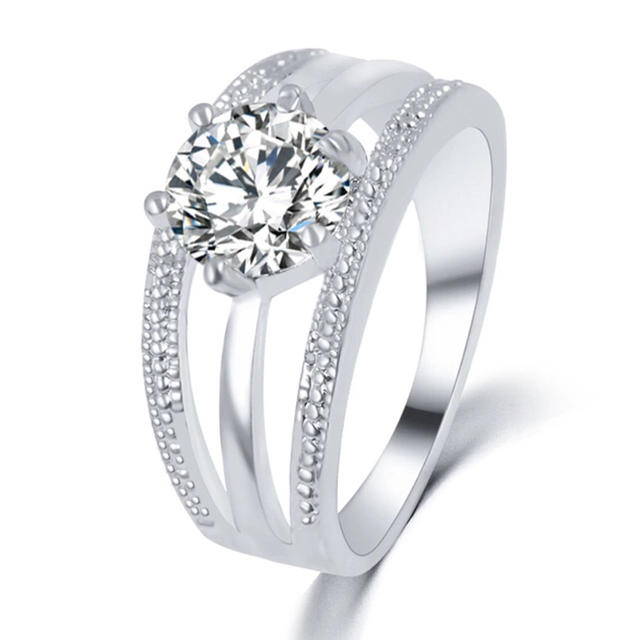【12号】シルバー加工  クリスタルリング ロマンチック婚約指輪 レディースのアクセサリー(リング(指輪))の商品写真