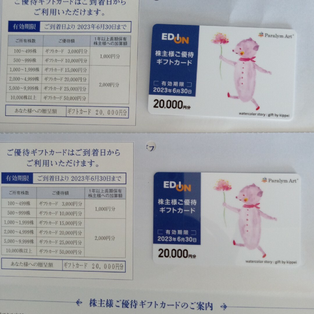 最新 エディオン 株主優待ギフトカード4枚40000円分