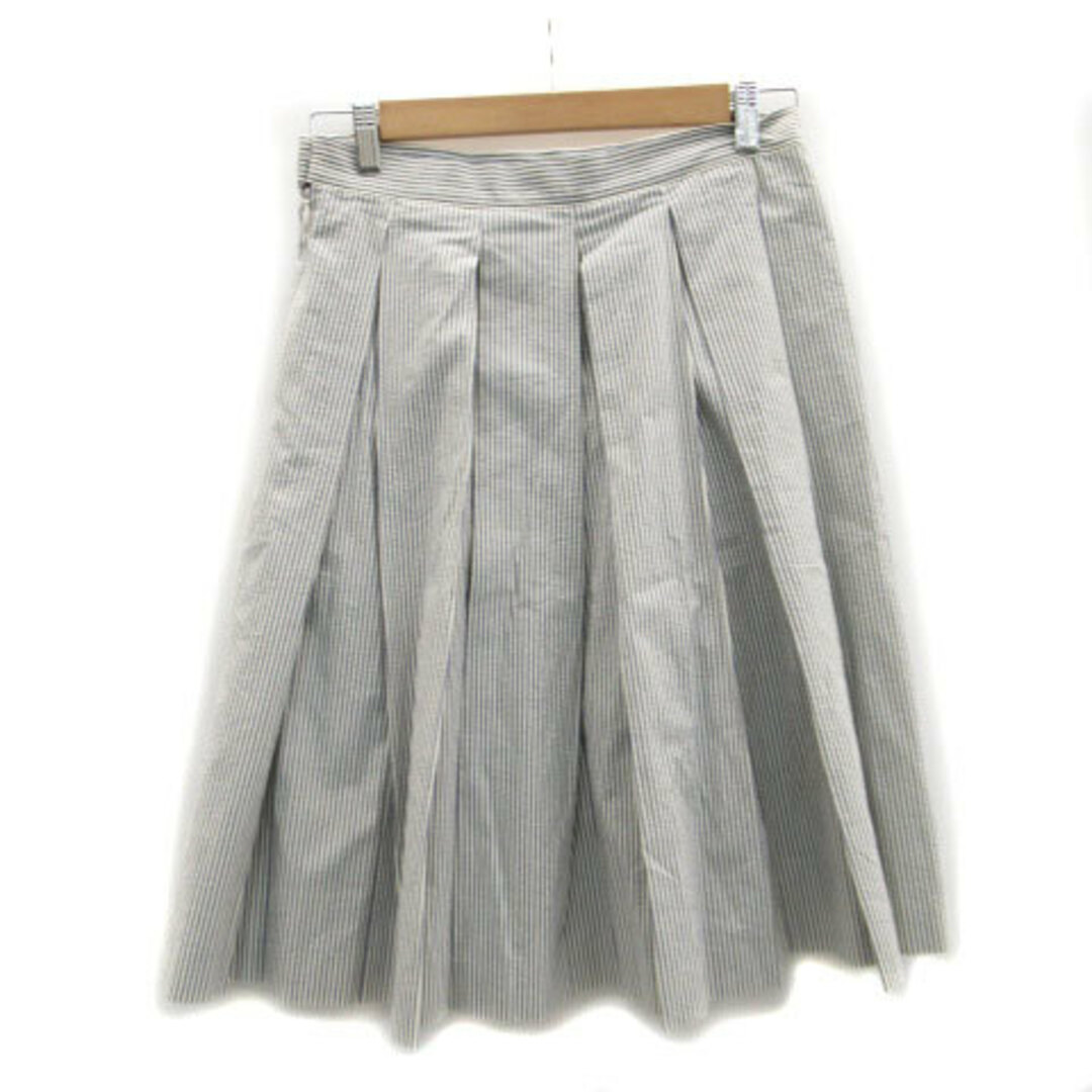 Ralph Lauren(ラルフローレン)のラルフローレン プリーツスカート ミモレ丈 ストライプ柄 61 ホワイト 白 レディースのスカート(ひざ丈スカート)の商品写真