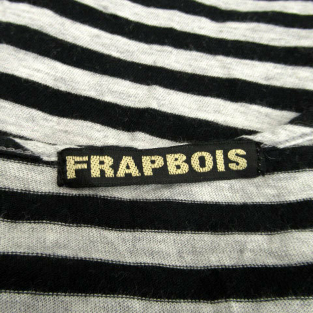 FRAPBOIS(フラボア)のフラボア ブラウス カットソー 半袖 ラウンドネック ボーダー柄 1 グレー レディースのトップス(シャツ/ブラウス(半袖/袖なし))の商品写真