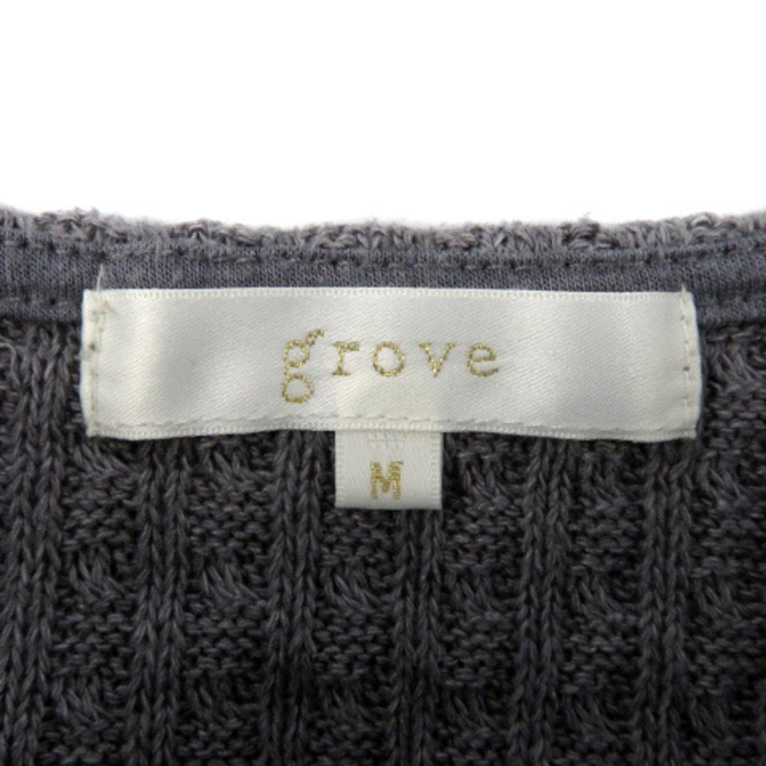 grove(グローブ)のグローブ ニット カットソー 長袖 ボートネック ケーブル編み M グレー レディースのトップス(ニット/セーター)の商品写真