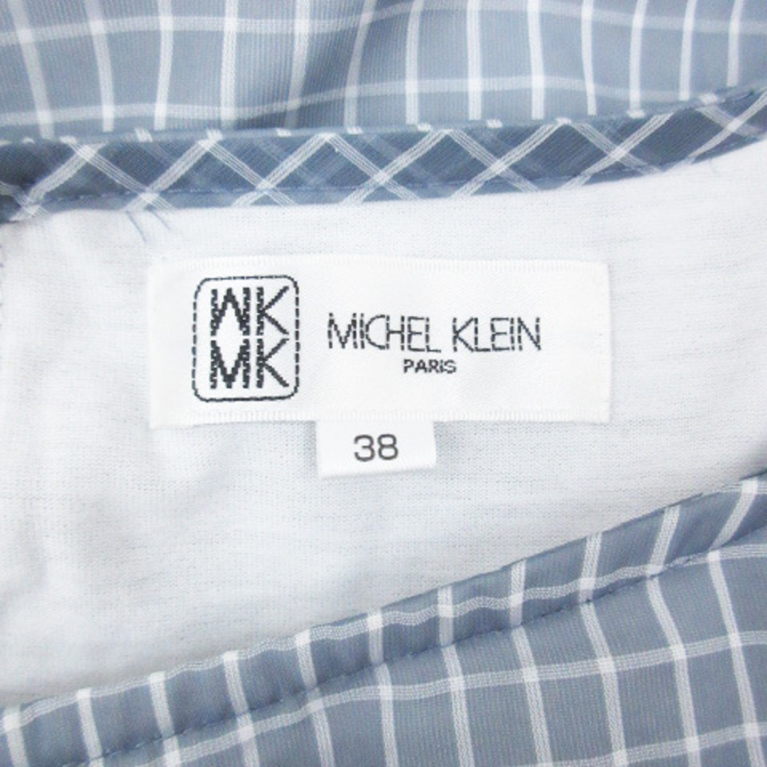 MK MICHEL KLEIN(エムケーミッシェルクラン)のMK ミッシェルクラン ブラウス カットソー 半袖 シースルー ウィンドウペン柄 レディースのトップス(シャツ/ブラウス(半袖/袖なし))の商品写真