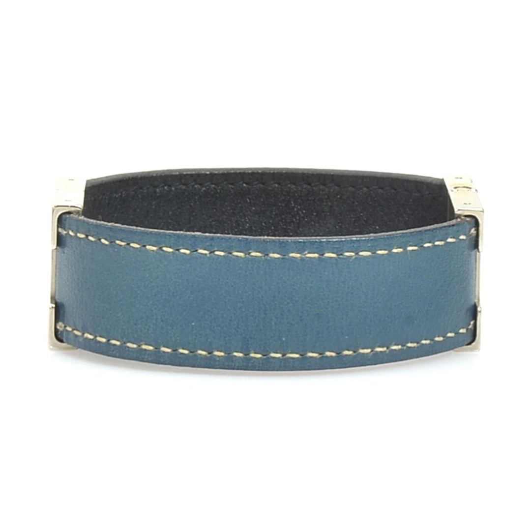 エルメス HERMES ブレスレット ルーリー レザー/メタル ブラック/ダークブルー/シルバー ユニセックス 送料無料 e55836a