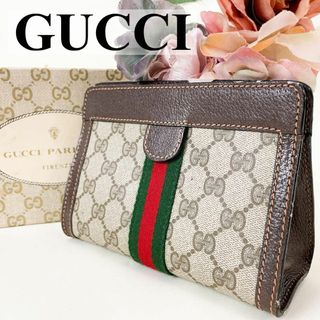 グッチ(Gucci)の《極美品》箱付 GUCCI シェリーライン GGキャンバス ミニクラッチバッグ(クラッチバッグ)