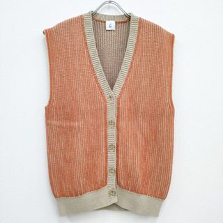 ビューティアンドユースユナイテッドアローズ(BEAUTY&YOUTH UNITED ARROWS)のROKU 6 BEAUTY&YOUTH STRIPE KNIT VEST ベスト オレンジ レディース ロクビューティアンドユース【中古】3-0606M♪(ベスト/ジレ)