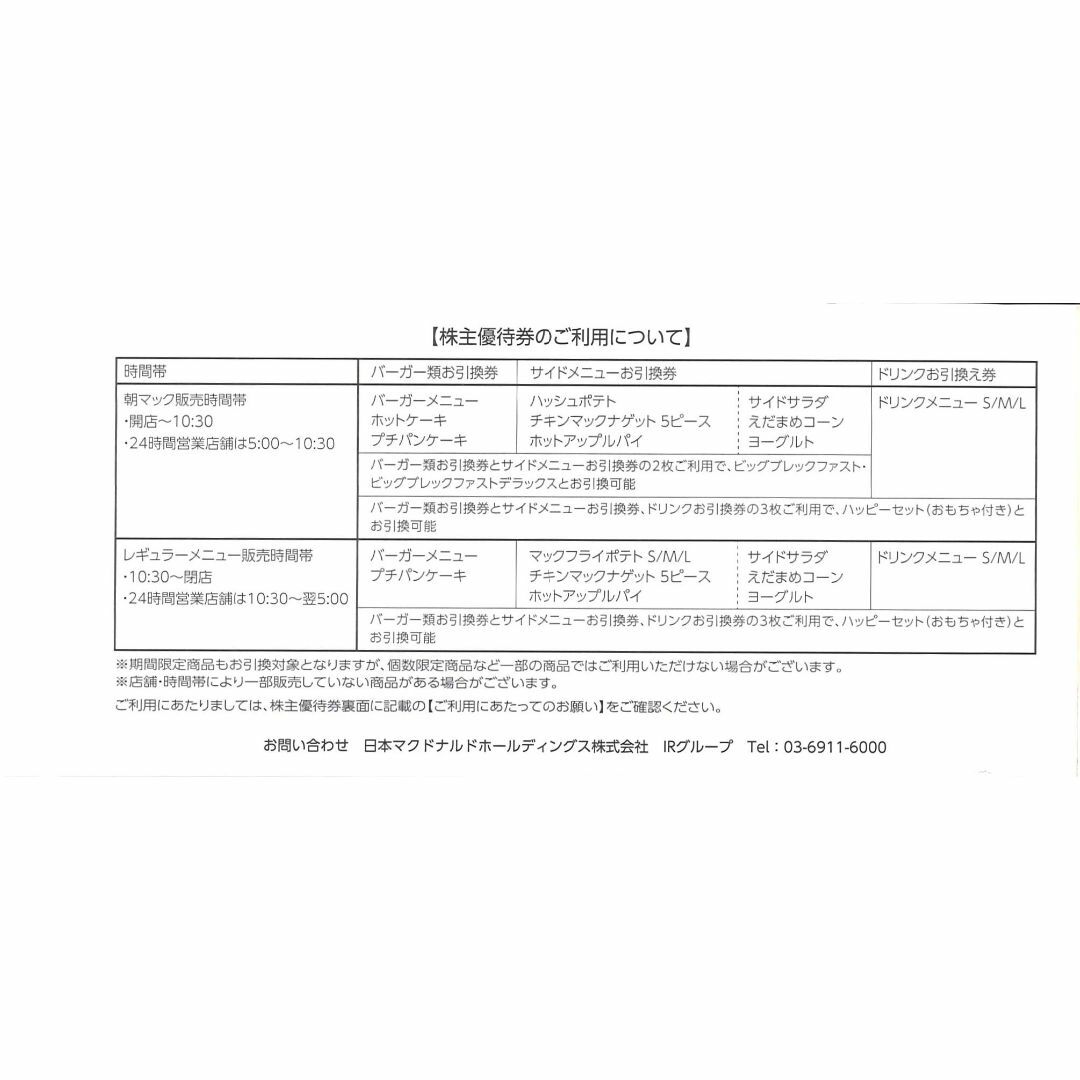 日本マクドナルド 株主優待 株主ご優待券6枚綴り×2冊 有効期限 日本マクドナルド 株主優待 株主ご優待券6枚綴り×2冊 有効期限