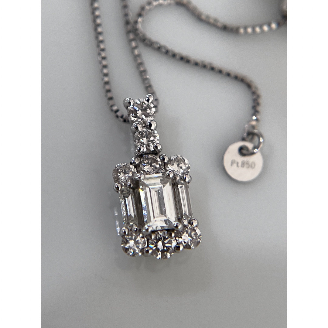 美品Pt900【0.40ct】バゲットカット ダイヤモンド ネックレス