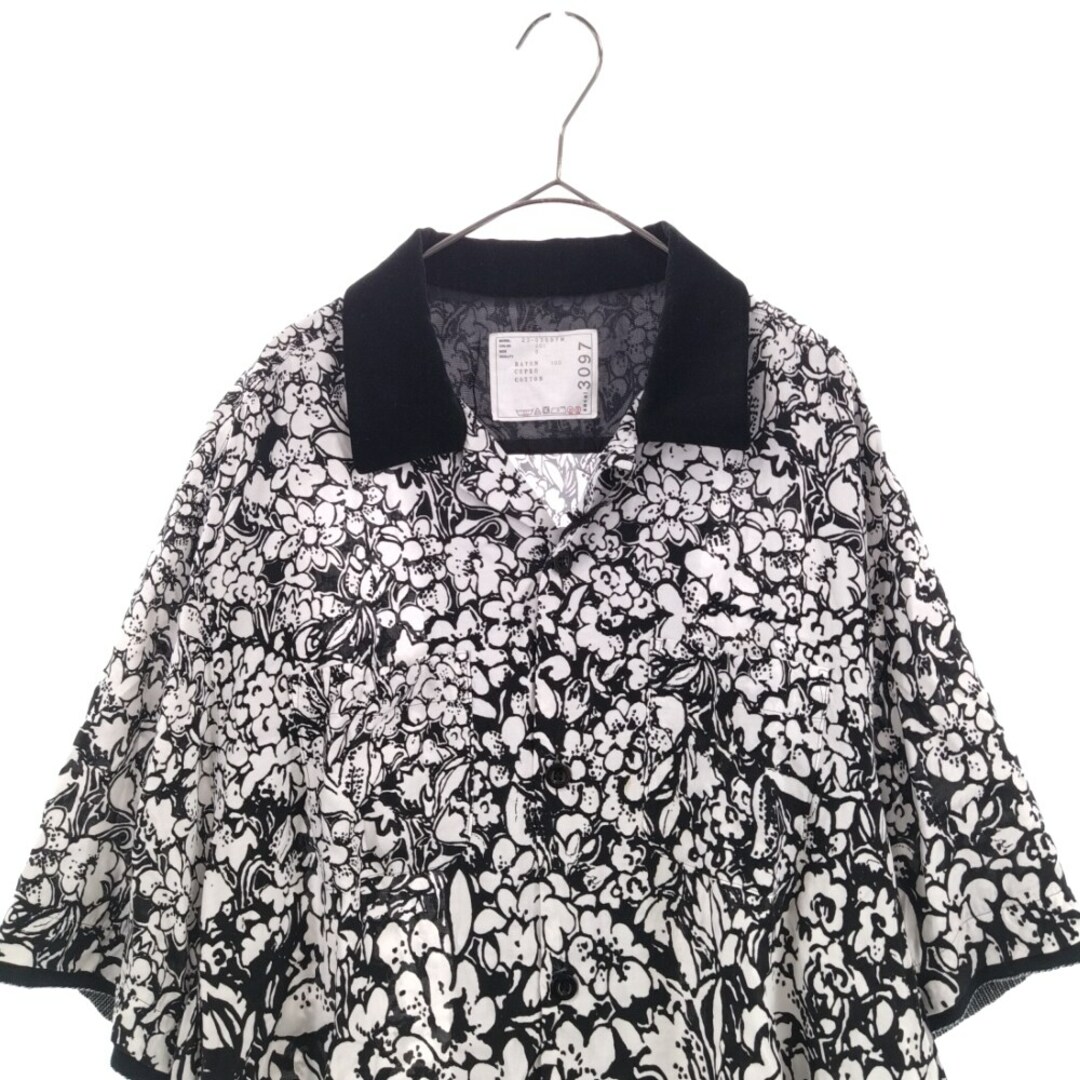 Sacai サカイ 23SS Floral Print Shirt フローラルプリント 半袖シャツ ブラック/ホワイト 23-03097M