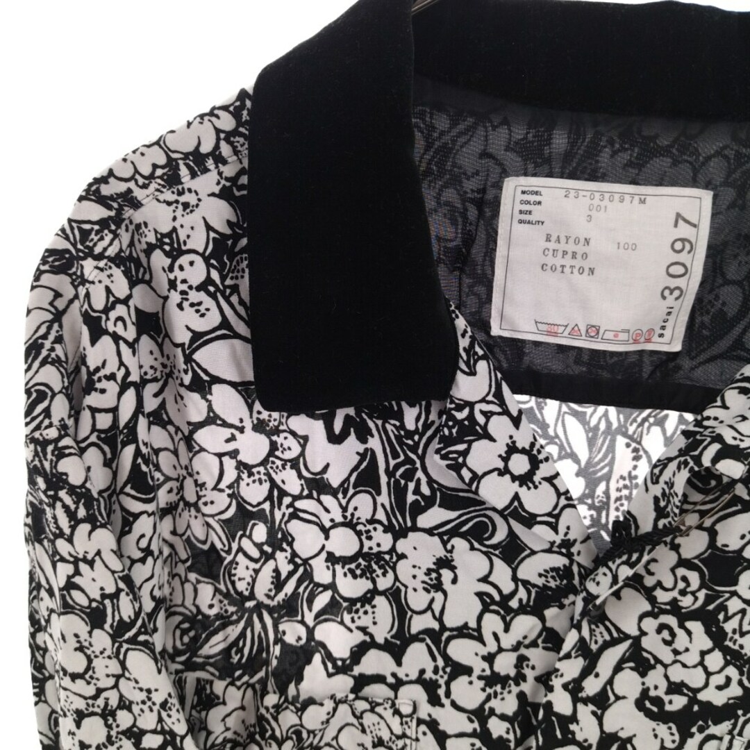 Sacai サカイ 23SS Floral Print Shirt フローラルプリント 半袖シャツ ブラック/ホワイト 23-03097M