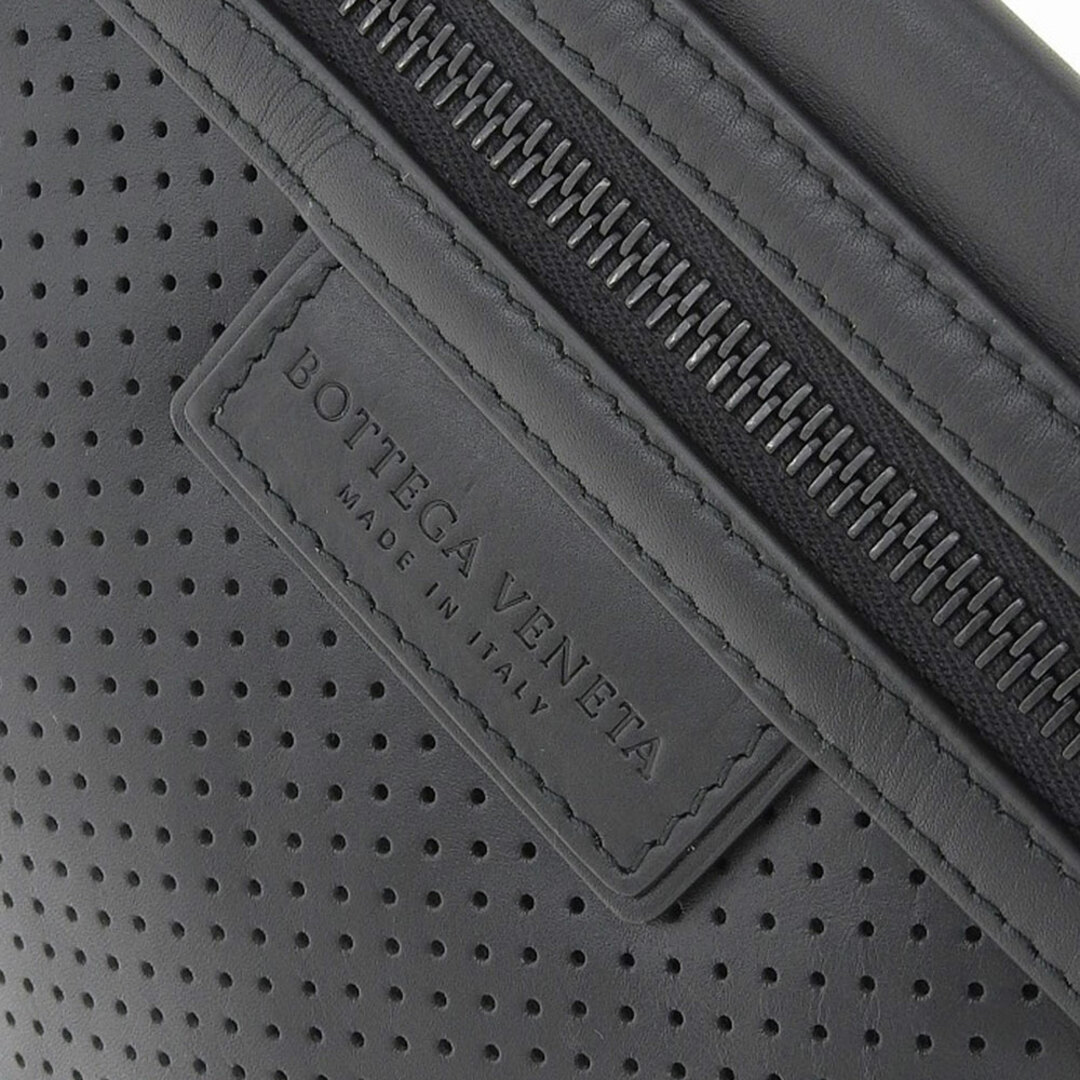 【本物保証】 布袋付 超美品 ボッテガヴェネタ BOTTEGA VENETA パンチング ポーチ クラッチバッグ レザー ブラック 黒 566199