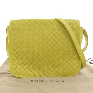 ボッテガヴェネタ(Bottega Veneta)の【本物保証】 布袋付 超美品 ボッテガヴェネタ BOTTEGA VENETA キルティング 編み込み 斜め掛け ショルダーバッグ レザー ライムイエロー(ショルダーバッグ)