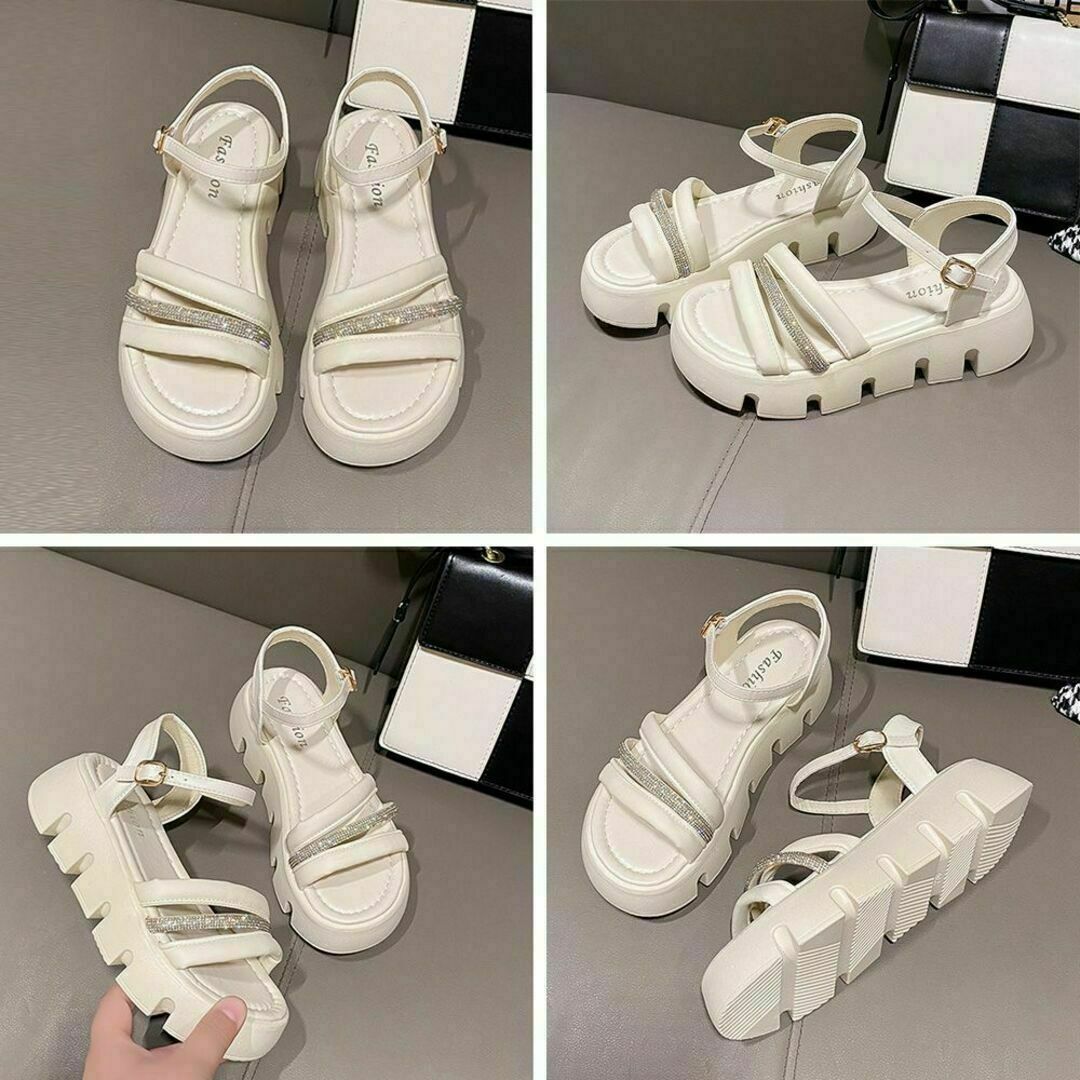 厚底サンダル/2色/24.5cm/厚底サンダル レディース 美脚シューズ 2