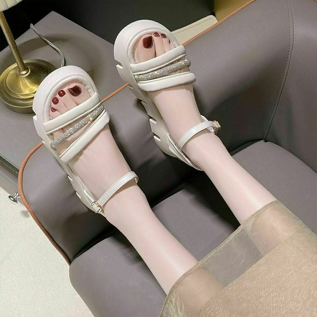 厚底サンダル/2色/24.5cm/厚底サンダル レディース 美脚シューズ 9