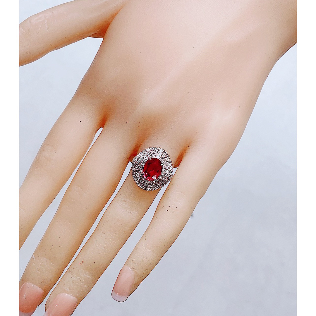 13.5g★1.67ct★✨上質ルビー0.88ctダイヤモンドプラチナリング指輪 レディースのアクセサリー(リング(指輪))の商品写真