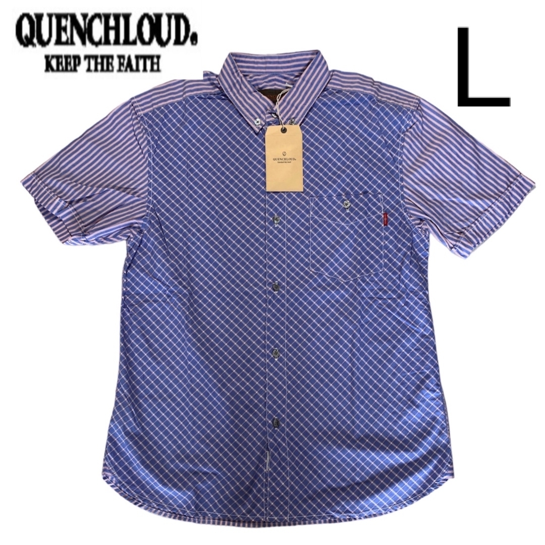 新品 QUENCHLOUD Lサイズ 半袖シャツ チェック ブルー クエンチ