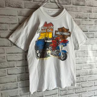 【人気定番】ハーレーダビッドソン　両面ビッグプリントTシャツ　白　M257