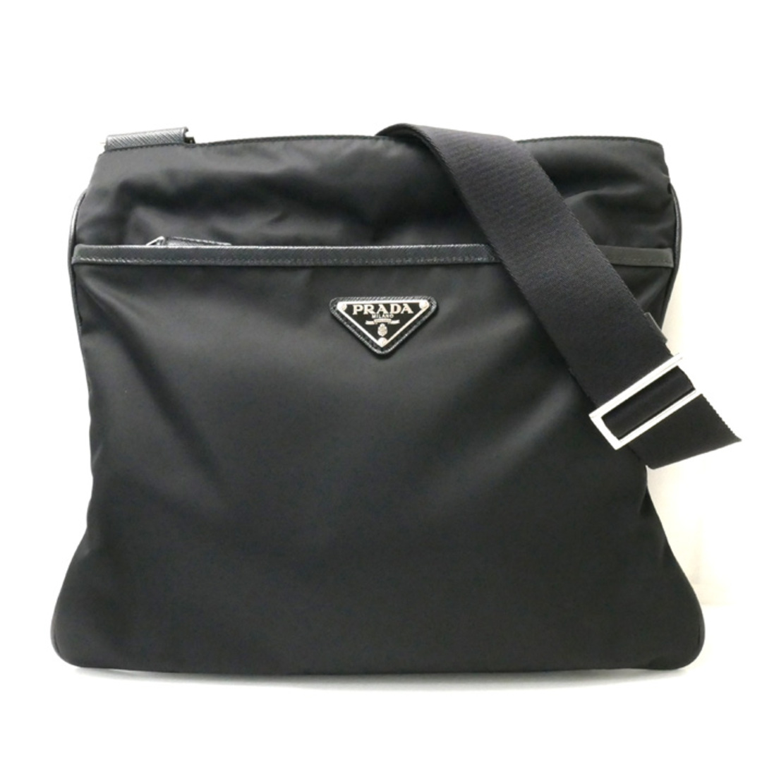 PRADA プラダ テスート サフィアーノ ショルダーバッグ ブラック 2VH053 2DMH F0002 ユニセックス【美品】