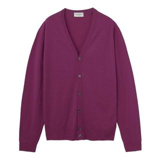 ジョンスメドレー(JOHN SMEDLEY)のJOHN SMEDLEY ジョンスメドレー カーディガン/PETWORTH エクストラファインメリノウール 30ゲージ STANDARD FIT メンズ PLUM(カーディガン)