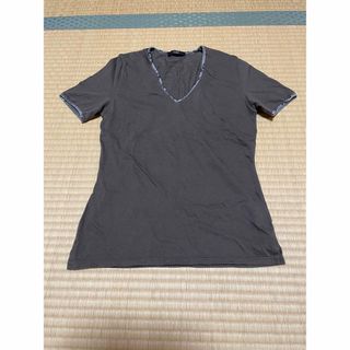 イネド(INED)のINED 半袖Tシャツ 綿100% 日本製 Ｖネック ラメ入りレディースサイズ2(Tシャツ(半袖/袖なし))