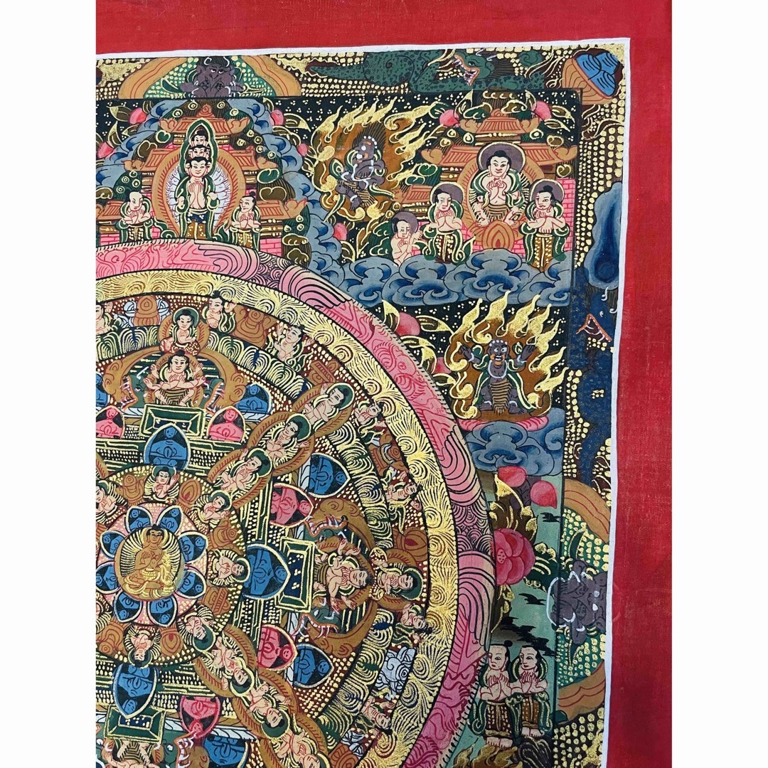 チベット密教 新品 】タンカ マンダラ 手描き ブッダ 釈迦 a4 - 絵画