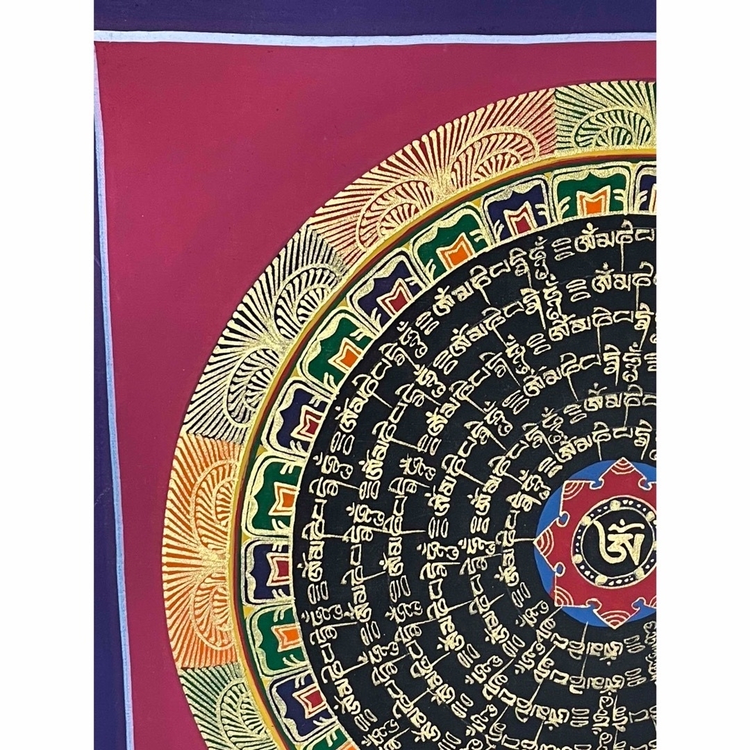 【 チベット密教　新品　1点物 】手描き　タンカ　曼荼羅　マンダラ　梵字　c7 3