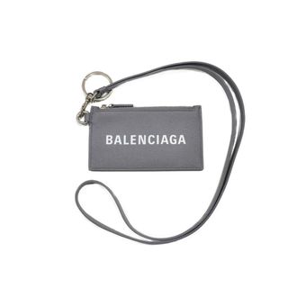 バレンシアガ(Balenciaga)の【箱・布袋あり】BALENCIAGA　バレンシアガ　カードケース付きキーリング　594548　コインケース　小銭入れ　パスケース　マルチケース　グレー　メンズ　レディース　ユニセックス　シンプル　ギフト　プレゼント包装可　【中古】松山久万ノ台店(名刺入れ/定期入れ)