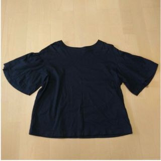 ユニクロ(UNIQLO)のユニクロ　マーセライズコットンギャザースリーブTシャツ　レディース　M(Tシャツ(半袖/袖なし))