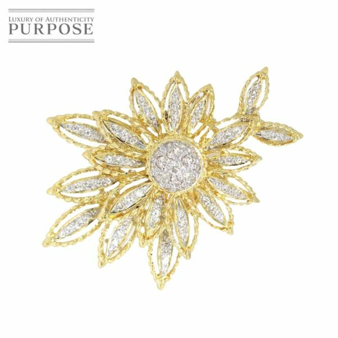 アクセサリー ダイヤ 0.97ct ブローチ 兼 ペンダント トップ K18 YG