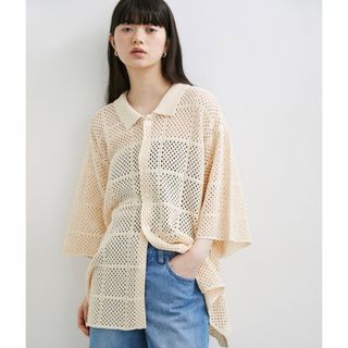 アダムエロぺ(Adam et Rope')のsilbyサマ専用　透かし編み クロシェ ニット シャツ / ユニセックス(カットソー(半袖/袖なし))