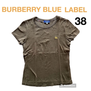 バーバリーブルーレーベル(BURBERRY BLUE LABEL)のバーバリーブルーレーベル　綿　茶　半袖　トップス　カットソー　Tシャツ　シンプル(Tシャツ(半袖/袖なし))