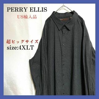 US古着 PERRY ELLIS 総柄 長袖シャツ 超ビッグサイズ 4XLT(シャツ)