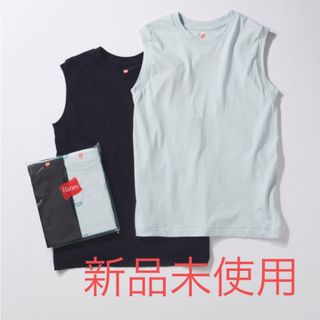 ヘインズ(Hanes)のHanes BIOTOP ブルー　ブラック　タンクトップ(タンクトップ)