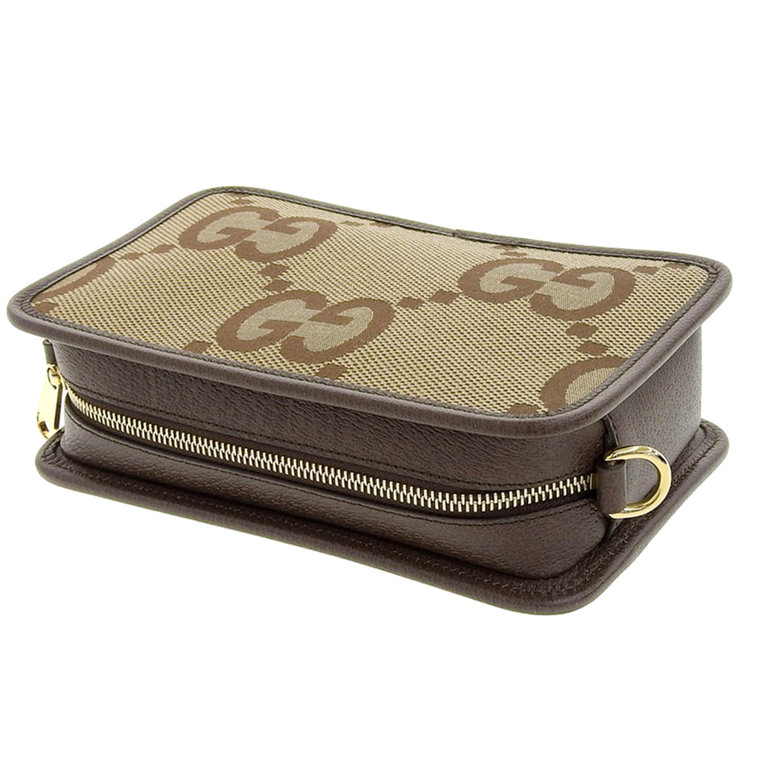 グッチ GUCCI ジャンボGGミニバッグ ショルダーバッグ キャンバス/レザー キャメル/エボニー 696075 美品 新入荷 GU0481