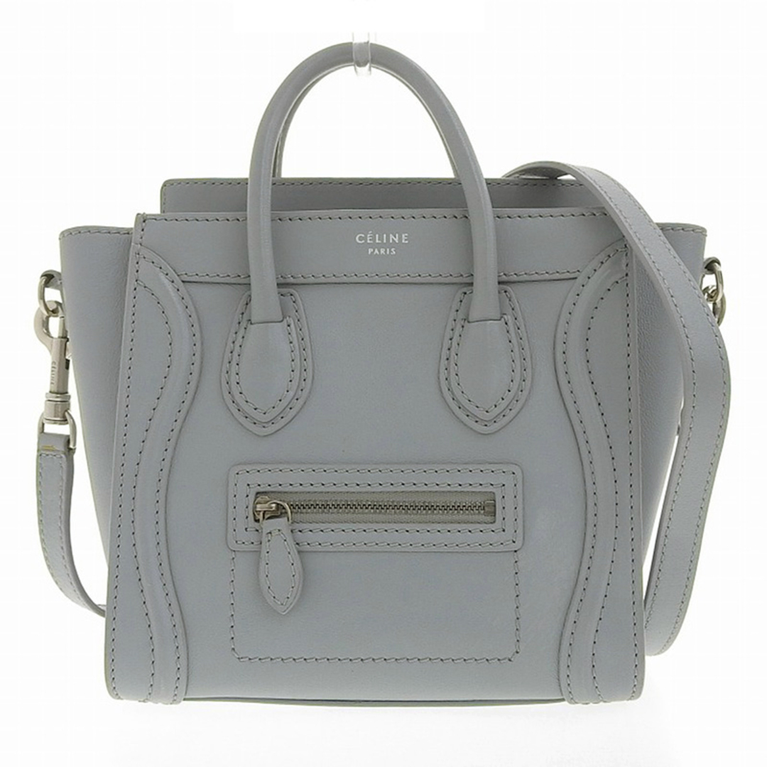 セリーヌ CELINE ラゲージ ナノショッパー 2WAYバッグ ハンドバッグ ショルダーバッグ レザー グレー  新入荷 OB1396約20ｃｍ×縦