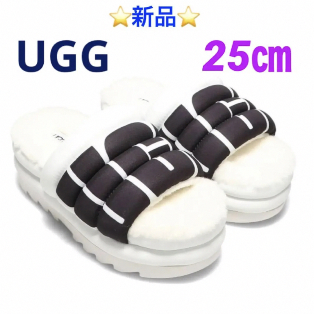 ⭐️新品⭐️UGG MAXI SLIDE LOGOサンダル(White) 25㎝ - サンダル