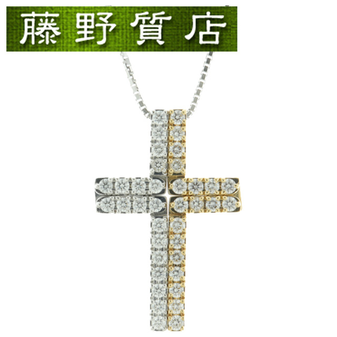 （新品仕上げ済）タサキ TASAKI 田崎 クロス バー 2Way ダイヤ ネックレス K18 WG × K18 YG × ダイヤ  ペンダント 8961サイズクロス