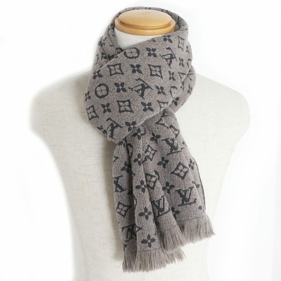 美品□LOUIS VUITTON/ルイヴィトン M78524 エシャルプ クラシック モノグラム ウール フリンジマフラー/ショール ベージュ 伊製 正規品
