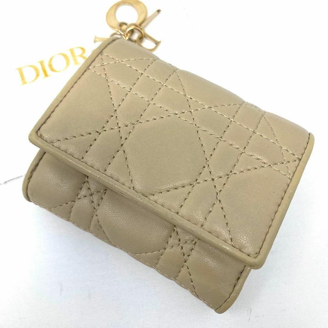 レディース極美品 Dior レディディオール ロータスウォレット 財布 カナージュ レザー