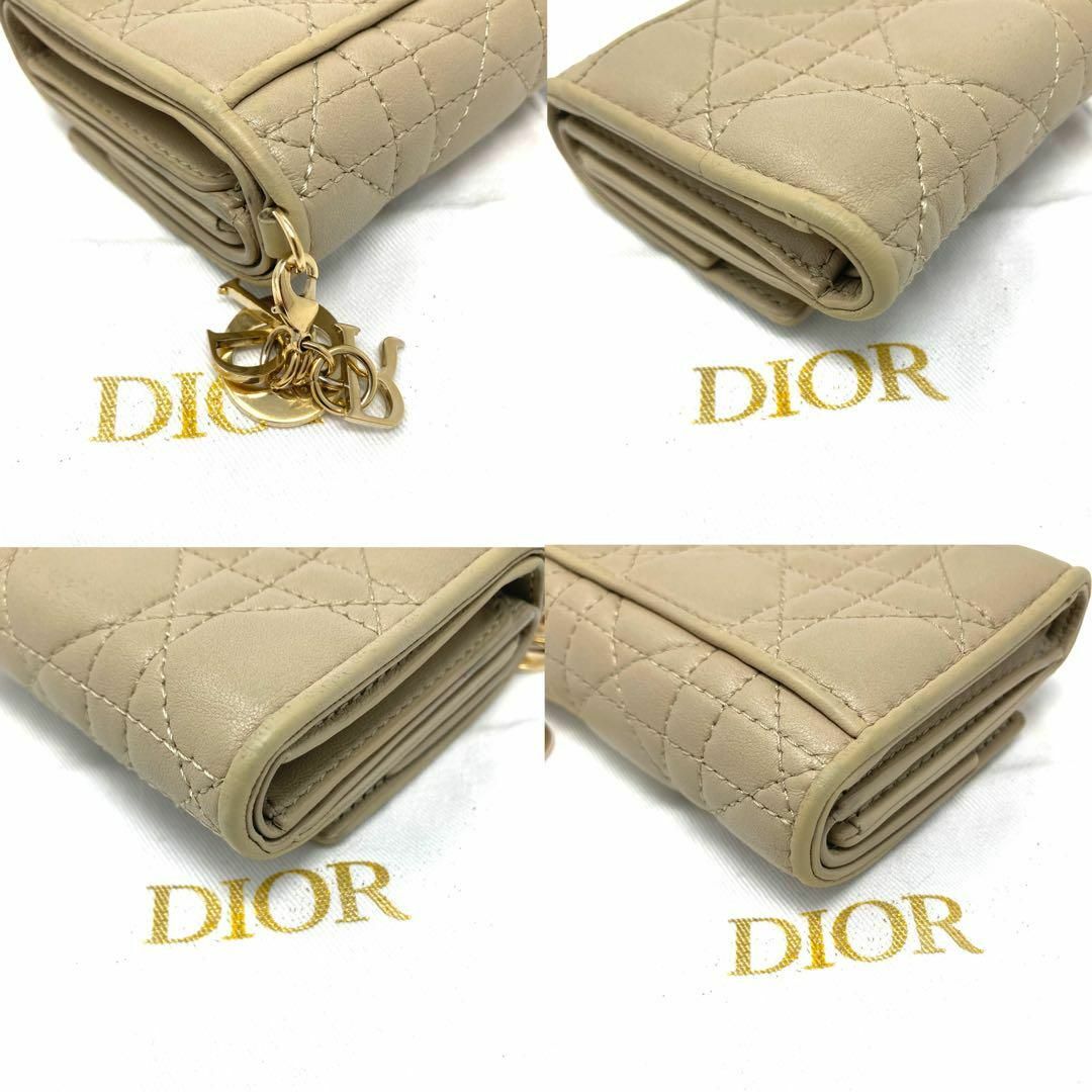極美品 Dior レディディオール ロータスウォレット 財布 カナージュ レザー