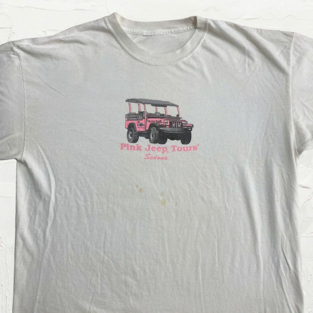 2点セット　LMZ  古着 90s 白 ピンク　ジープ　Jeep　車 メンズのトップス(Tシャツ/カットソー(半袖/袖なし))の商品写真