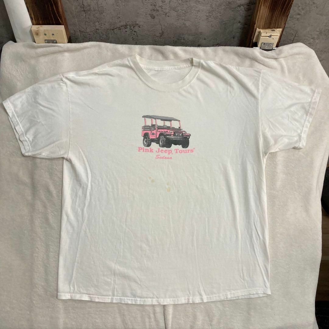 2点セット　LMZ  古着 90s 白 ピンク　ジープ　Jeep　車 メンズのトップス(Tシャツ/カットソー(半袖/袖なし))の商品写真