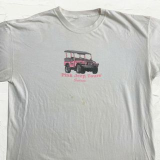 2点セット　LMZ  古着 90s 白 ピンク　ジープ　Jeep　車(Tシャツ/カットソー(半袖/袖なし))