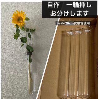 一輪挿し20cm 試験管 未使用 IWAKI ガラス で製作　フラワーベースに(花瓶)