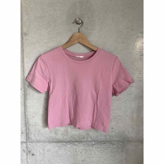 ジーユー(GU)のGU ジーユー　クロップド丈　可愛いピンク　L(Tシャツ(半袖/袖なし))