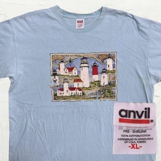 アンビル(Anvil)のKZL anvil 水色 海　島　灯台　田舎　建物　建築 Tシャツ(Tシャツ/カットソー(半袖/袖なし))