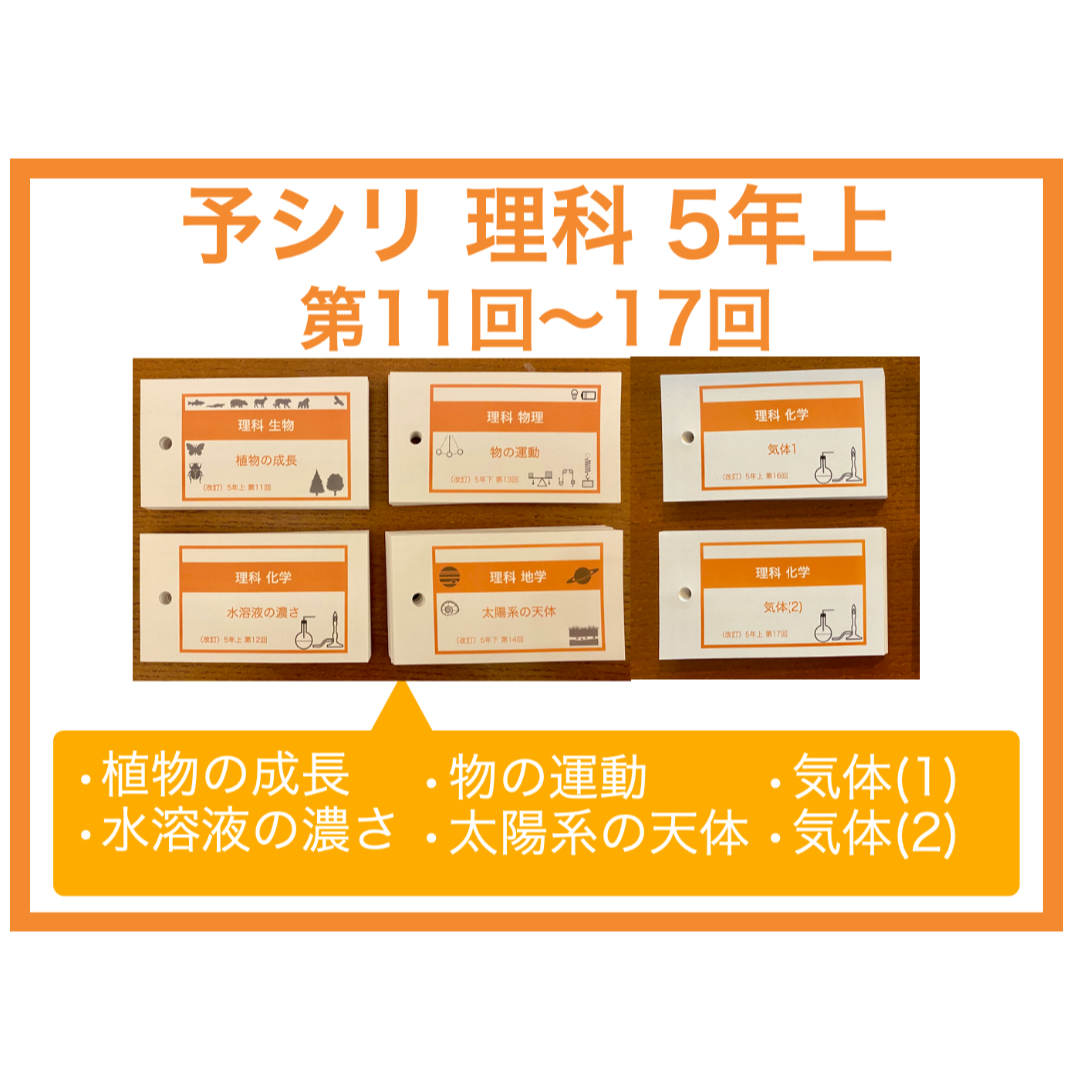 中学受験【5年上 理科11-17回】 暗記カード 予習シリーズ 組分け対策