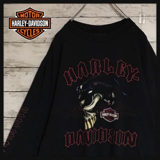 ハーレーダビッドソン(Harley Davidson)の【人気ブラック】ハーレーダビッドソン　スカルロンＴ　人気Ｌサイズ　E646(Tシャツ/カットソー(七分/長袖))